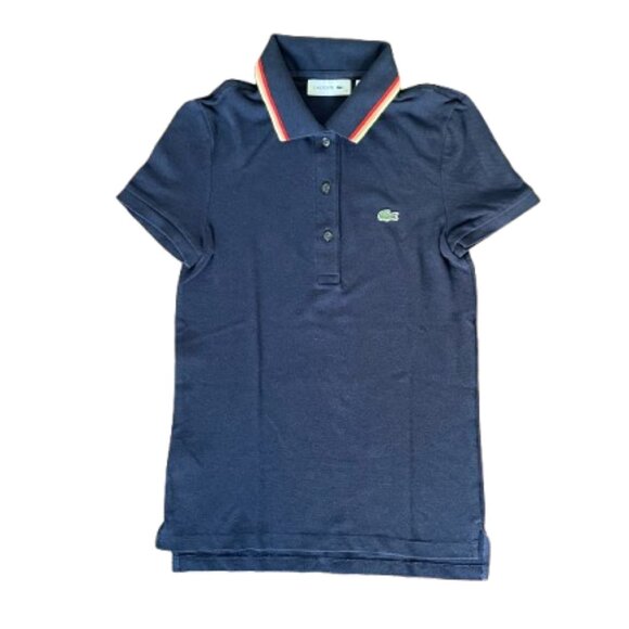 Lacoste Fancy Collar Polo Shirt - Navy, Size 32 - Picture 1 of 1